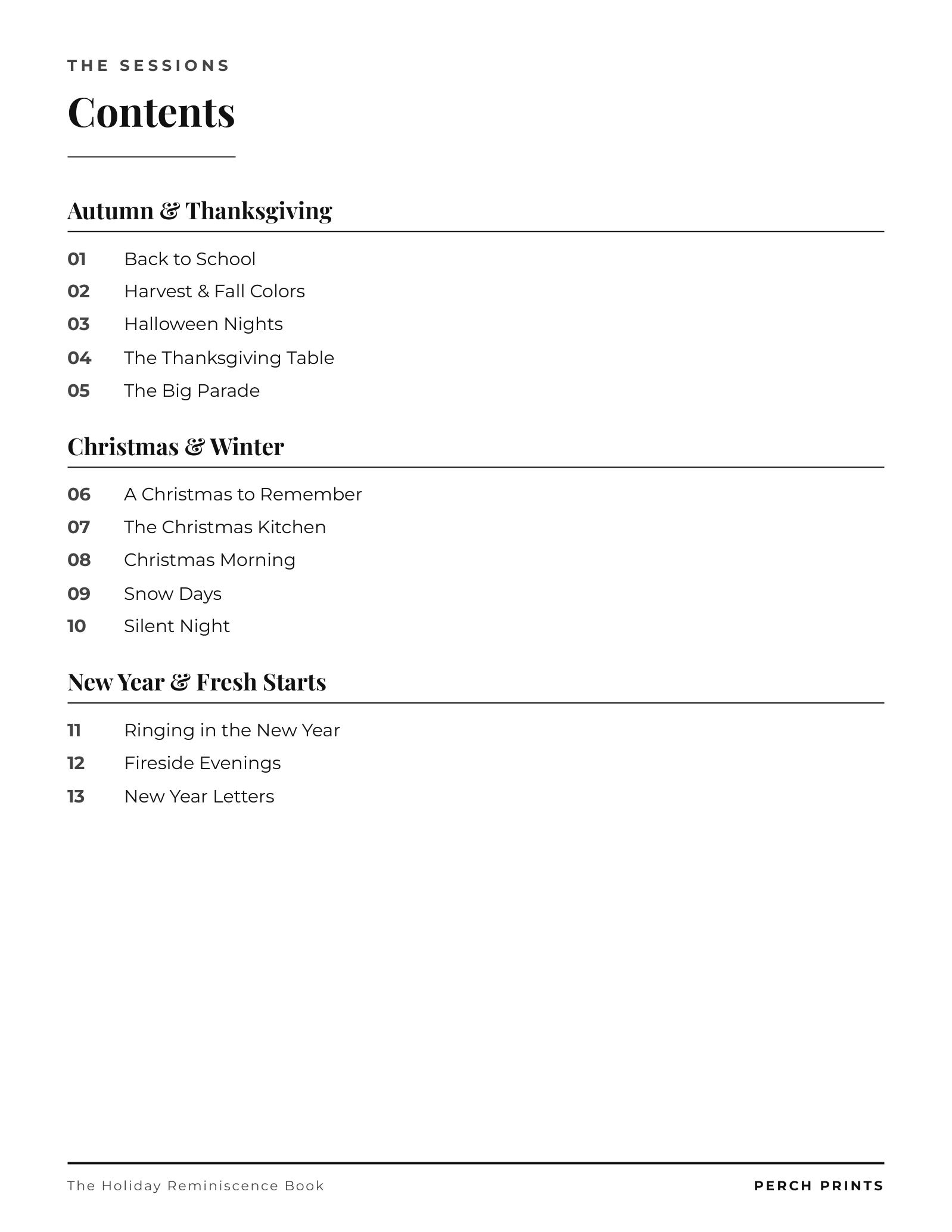 The Holiday Reminiscence Book — inside page 1