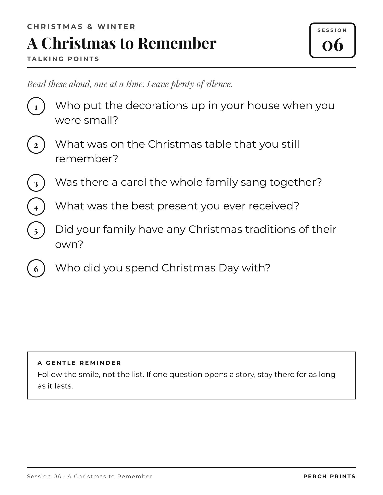 The Holiday Reminiscence Book — inside page 3