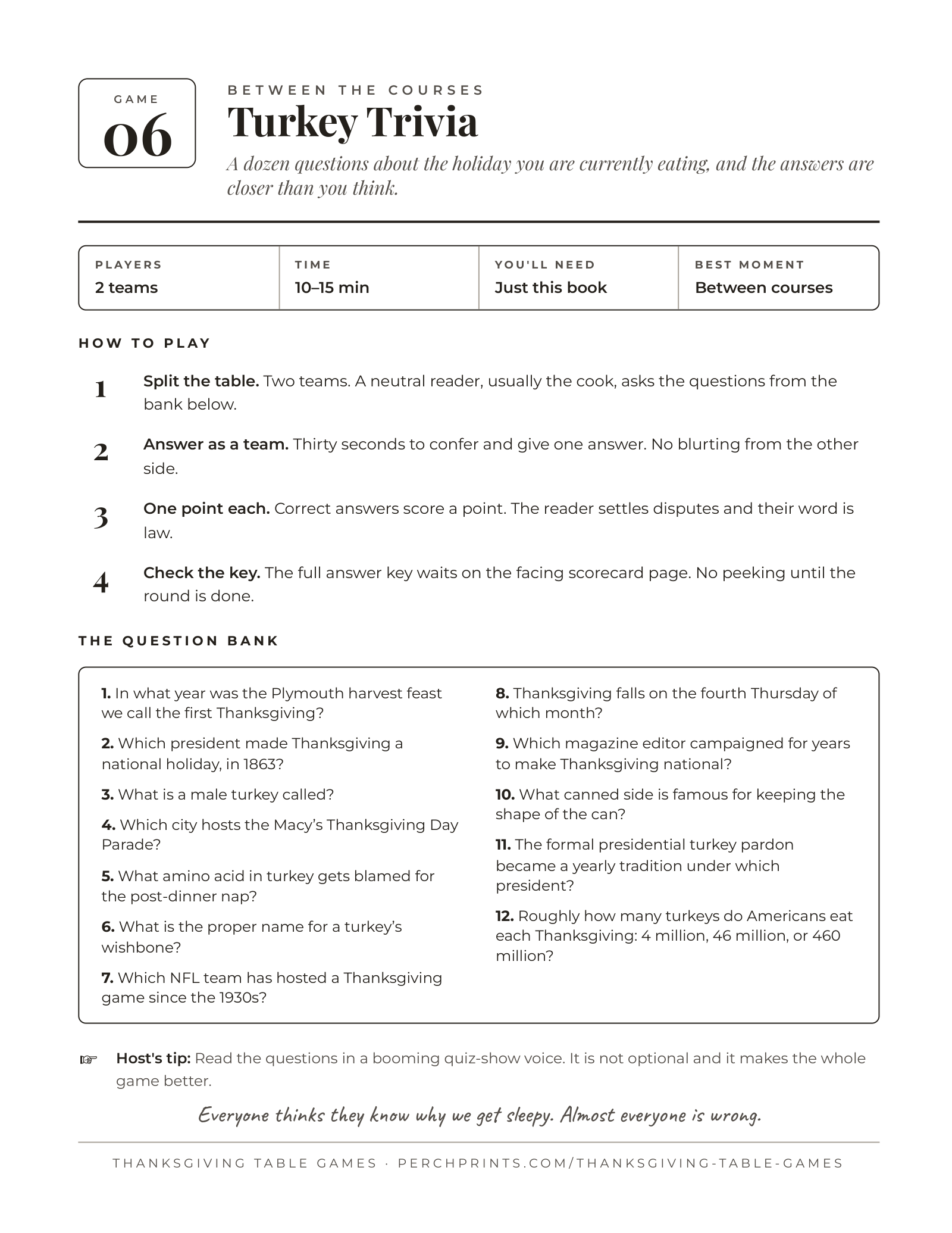 Thanksgiving Table Games — inside page 2