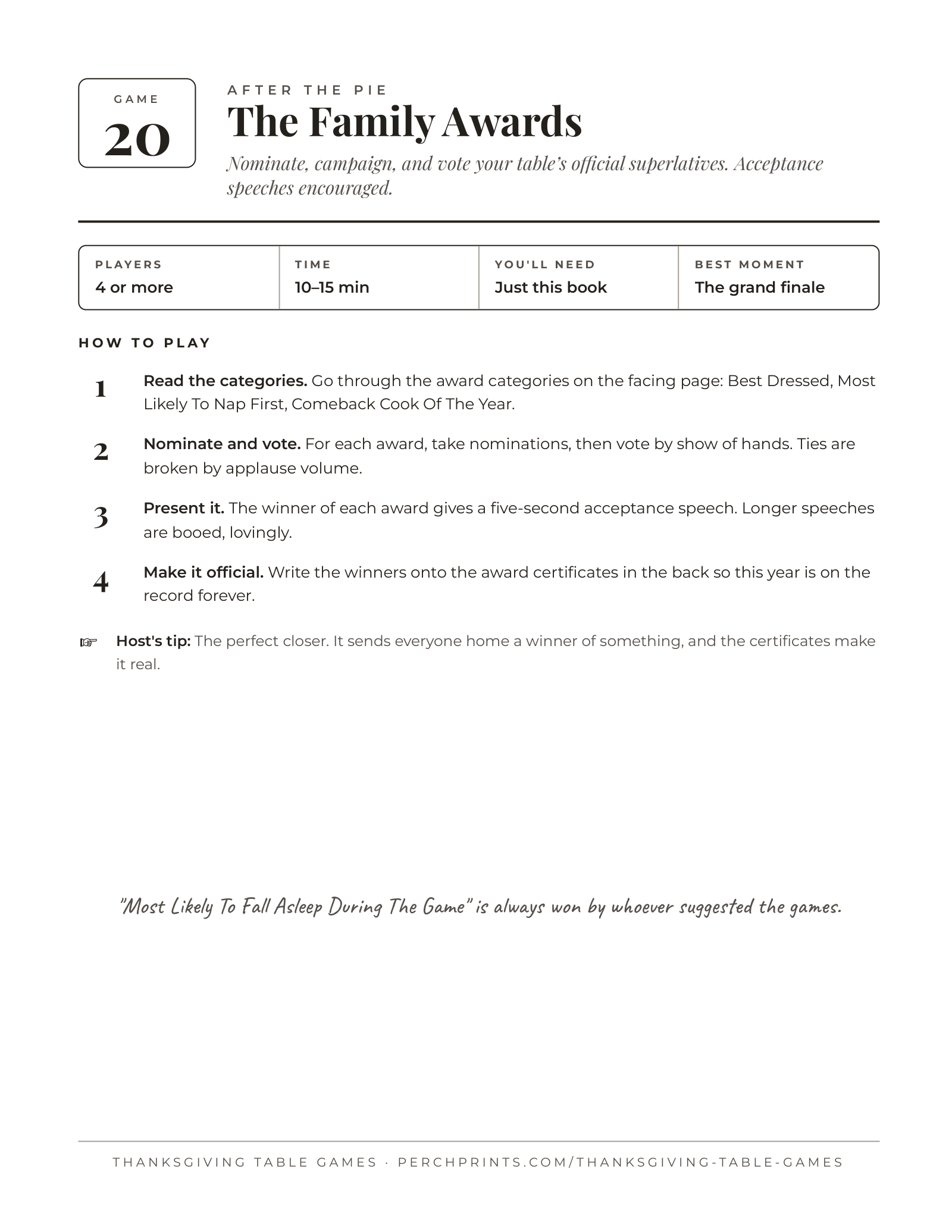 Thanksgiving Table Games — inside page 5
